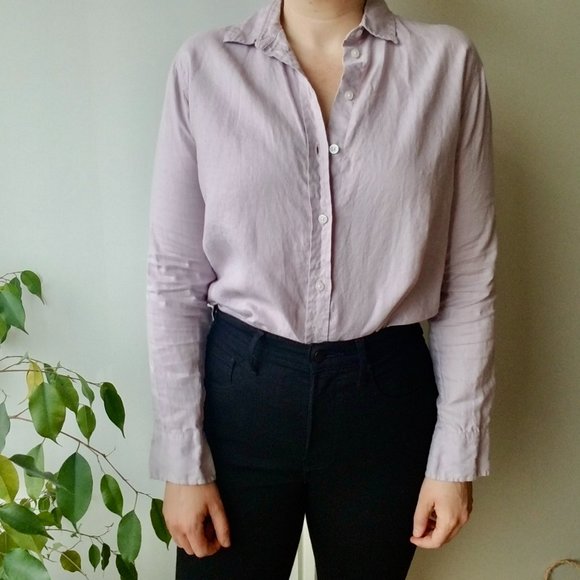 Everlane Women's Linen Relaxed Shirt in Purple - Picture 4 of 9